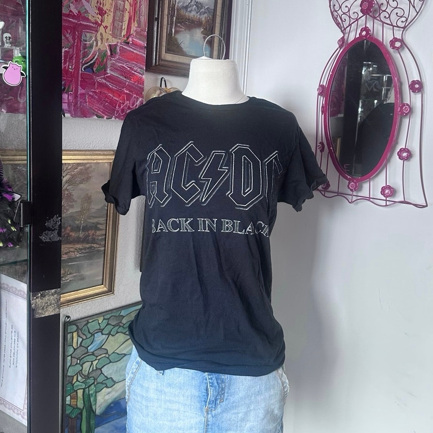 Acdc Black Graphic Shirt Sleeve Band Shirt